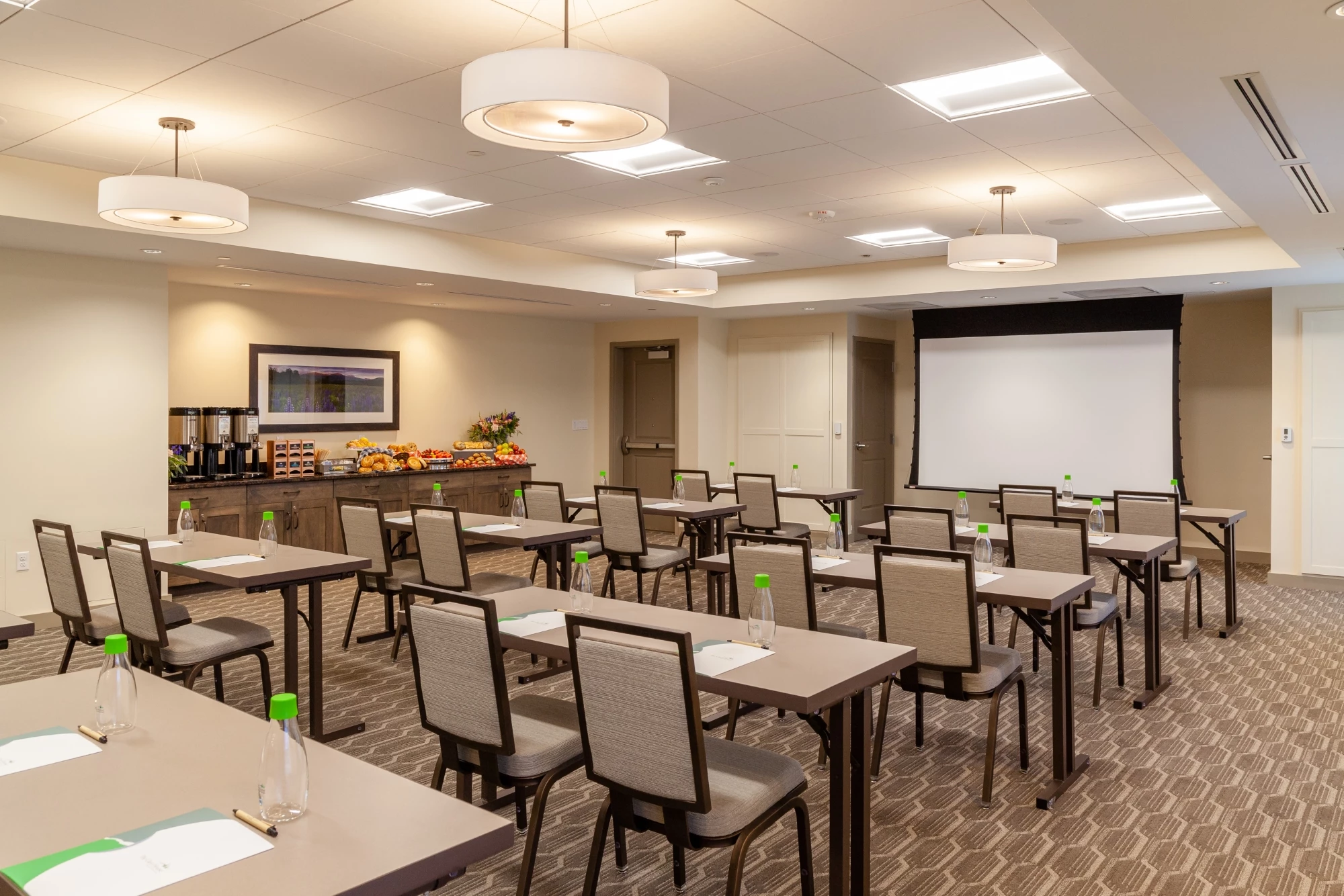 Meeting room set up as a classroom
