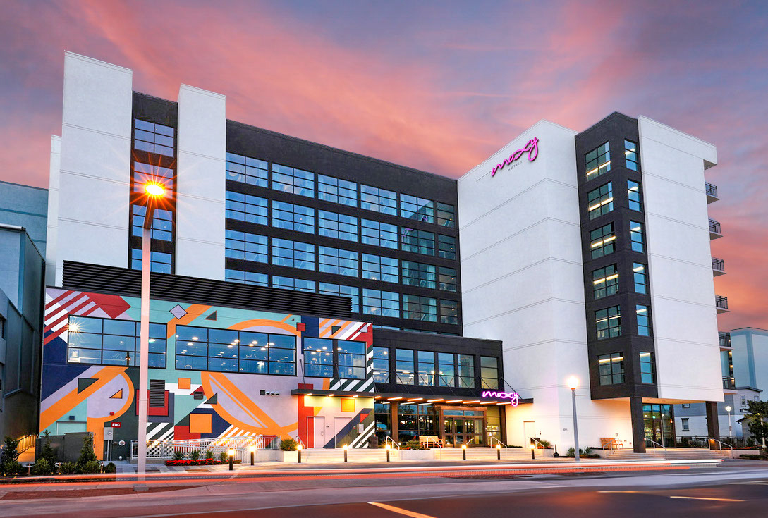 Moxy Exterior with Sunset