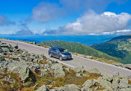 Car driving on the Mt. Washington Auto Road