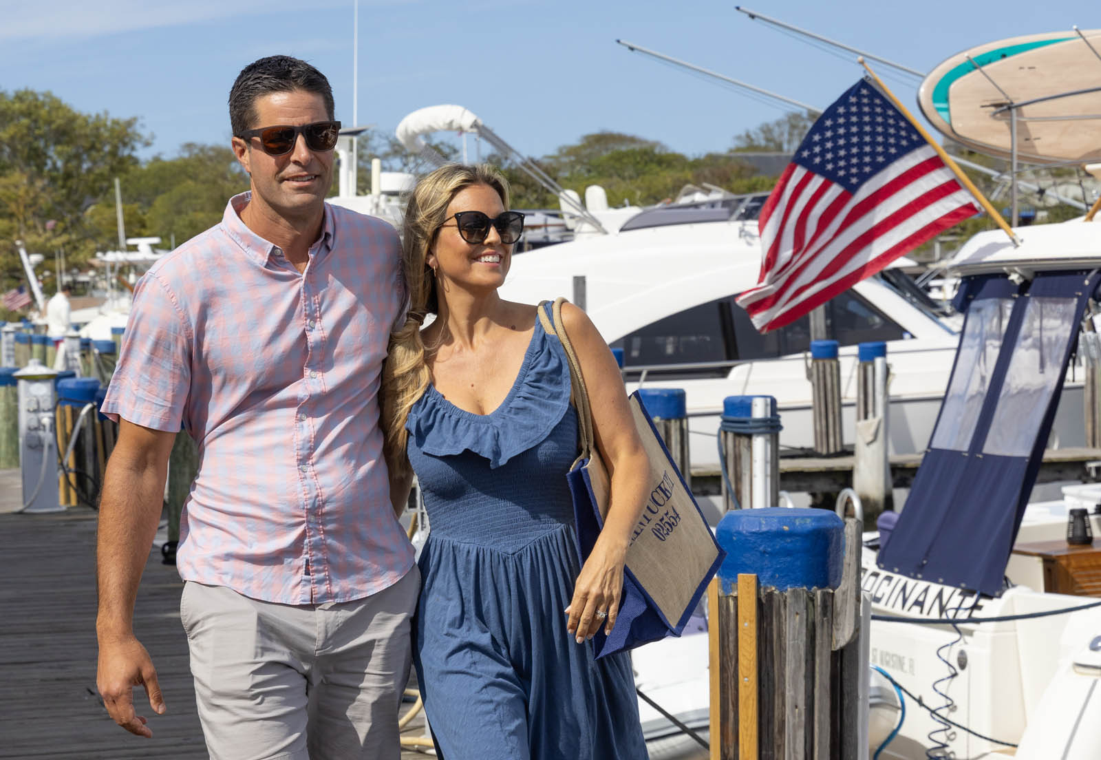 A couple walking to their boat tour in Nantucket