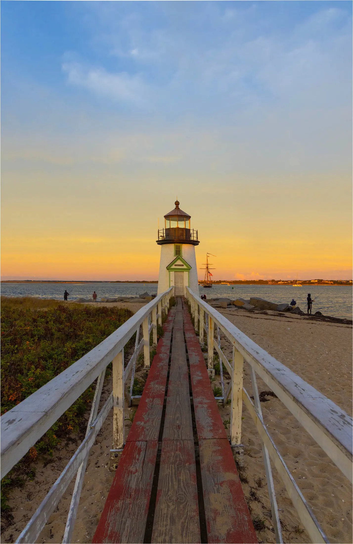 Brand Point Lighthouse in Nantucket during sunset